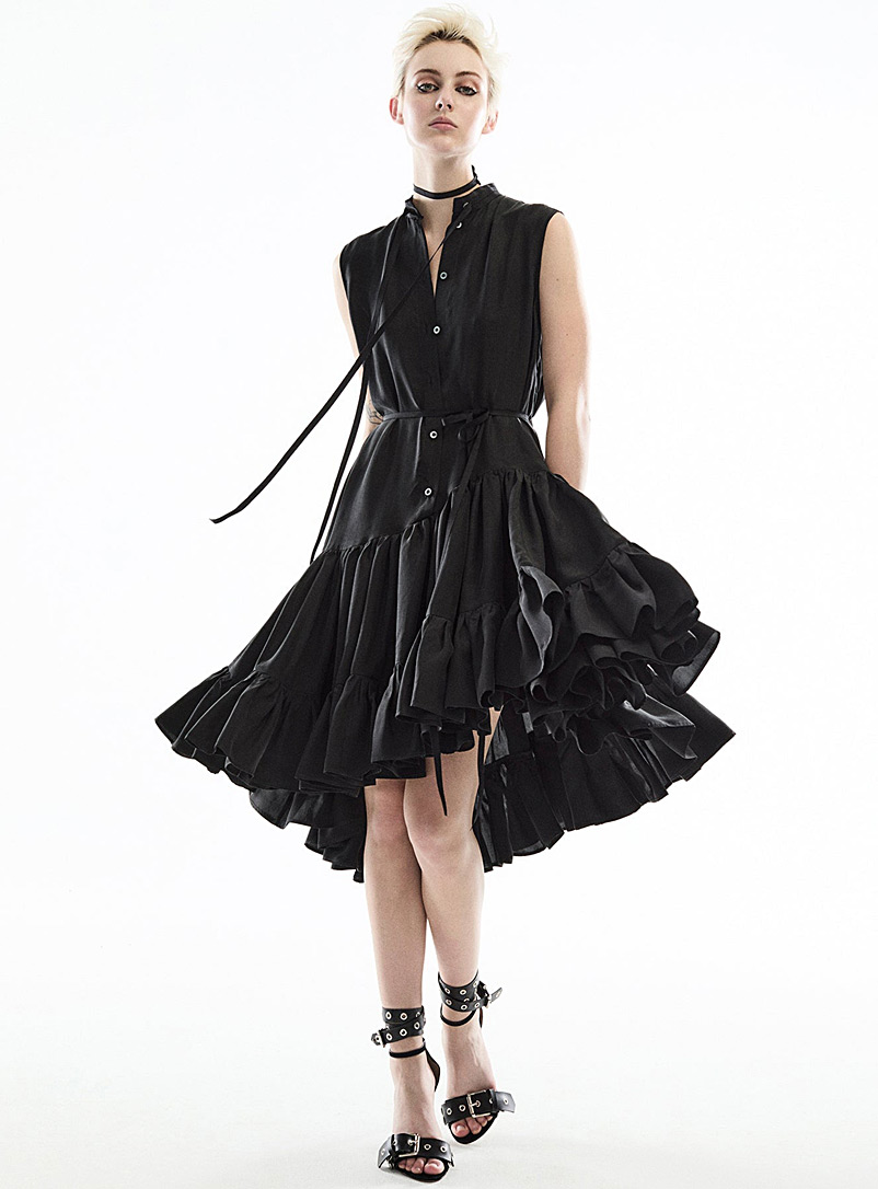 UNTTLD: La robe en popeline River Noir pour femme