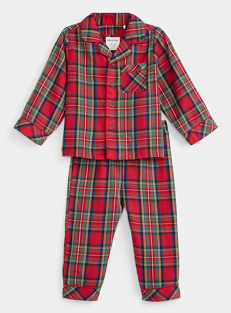 Simons X petit lem: L'ensemble pyjama carreaux festifs Bébé - unisexe Rouge à motifs pour homme