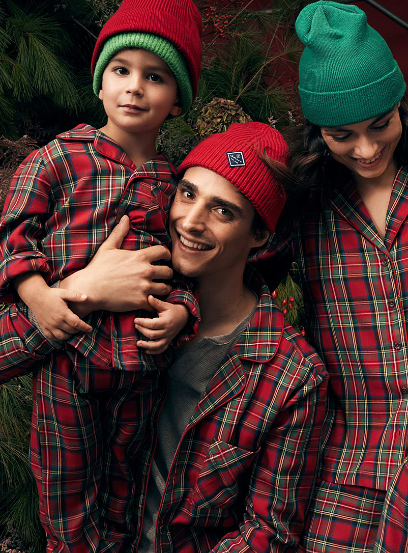 Simons X petit lem: L'ensemble pyjama carreaux festifs Enfant - unisexe Rouge à motifs pour homme