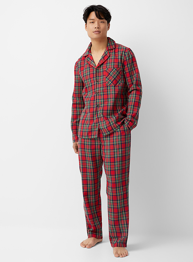 Simons X petit lem Patterned Red Festive check pyjama set for men