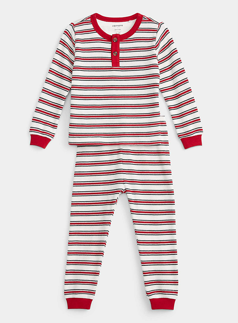 Simons X petit lem Patterned White Candy cane stripes pyjama set Baby - unisex for men