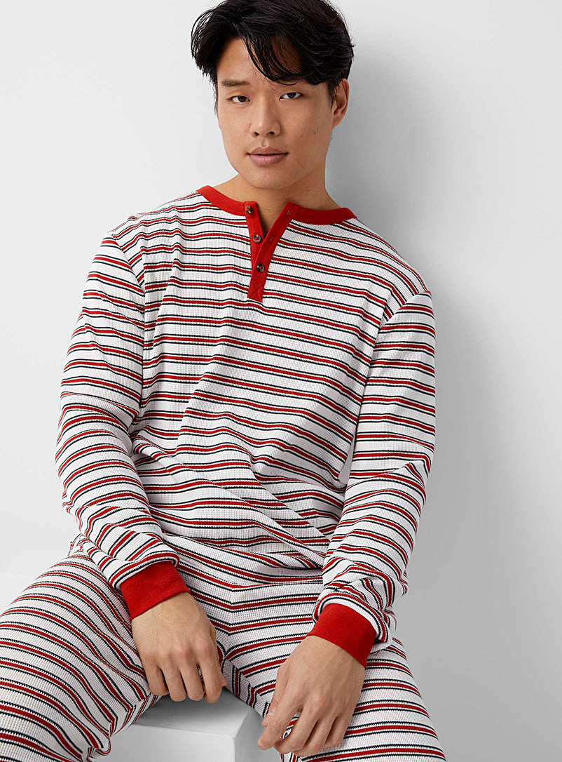 Simons X petit lem Patterned White Candy cane stripes pyjama set for men