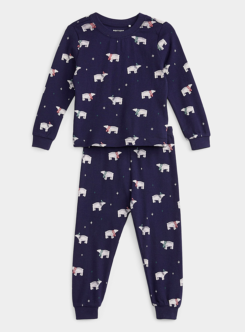 Simons X petit lem Patterned Blue Polar bear pyjama set Baby - unisex for men