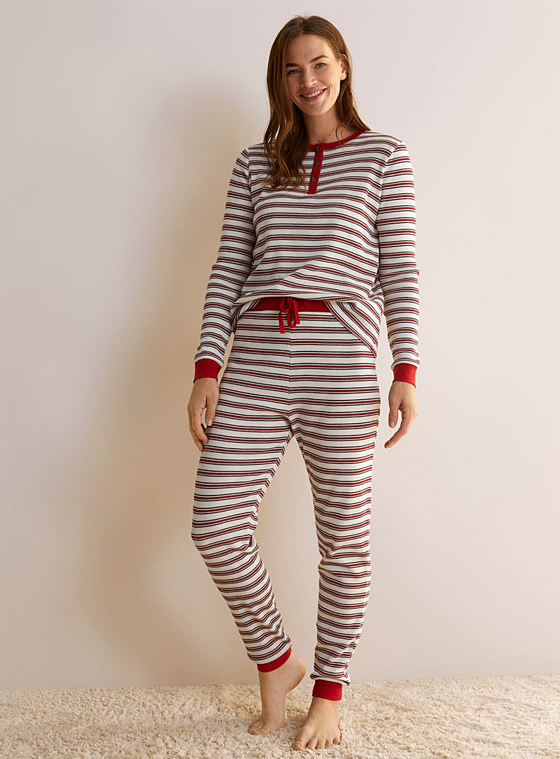 Simons X petit lem: L'ensemble pyjama rayures canne de bonbon Blanc à motifs pour femme