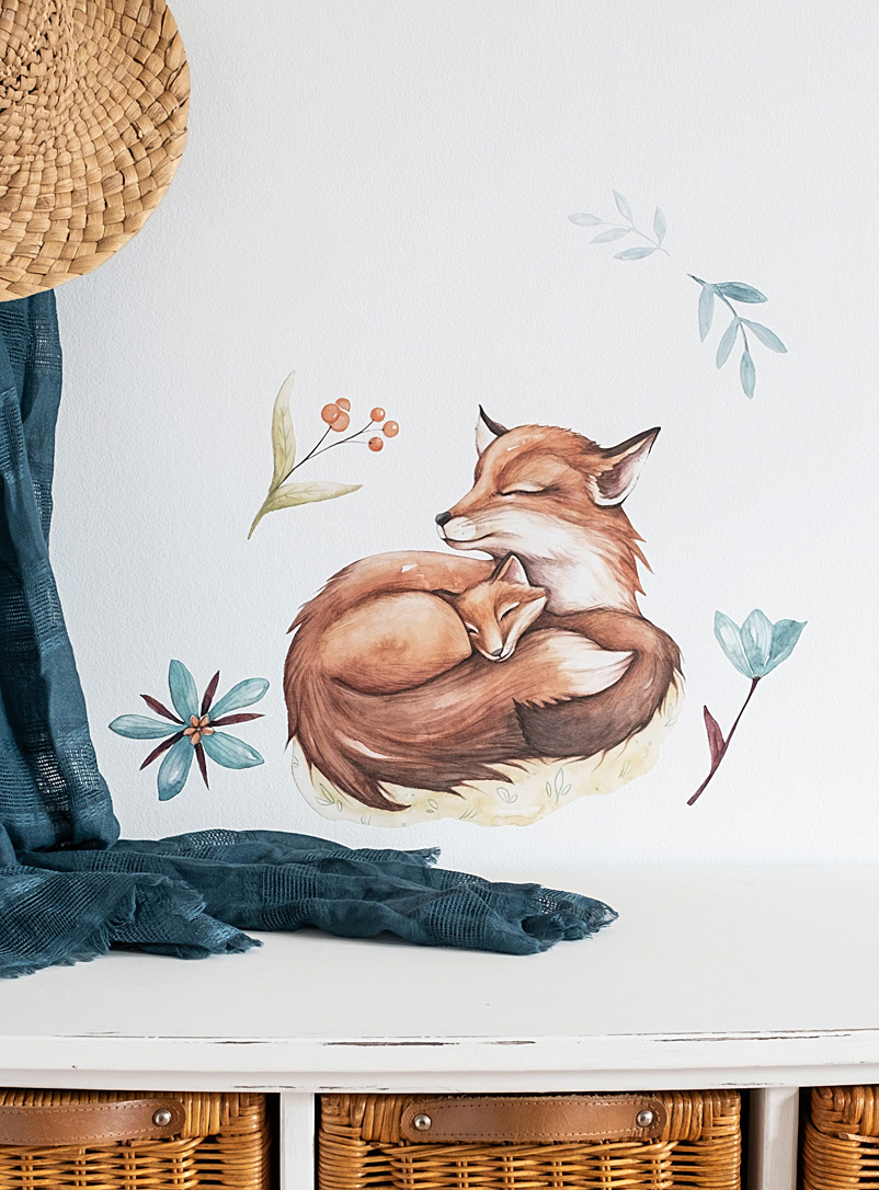 Mélanie Foster Illustrations: L'autocollant mural La sieste des renards Assorti