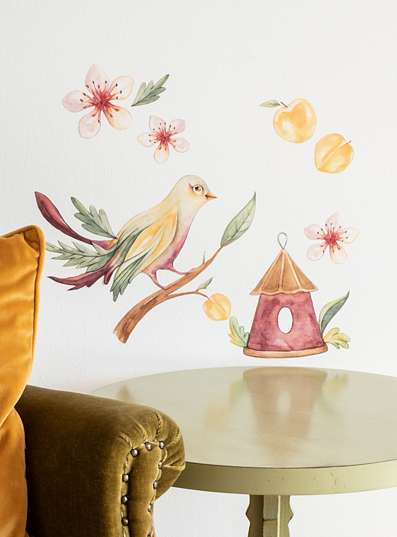 Mélanie Foster Illustrations: L'autocollant mural Prunes et oiseau Assorti