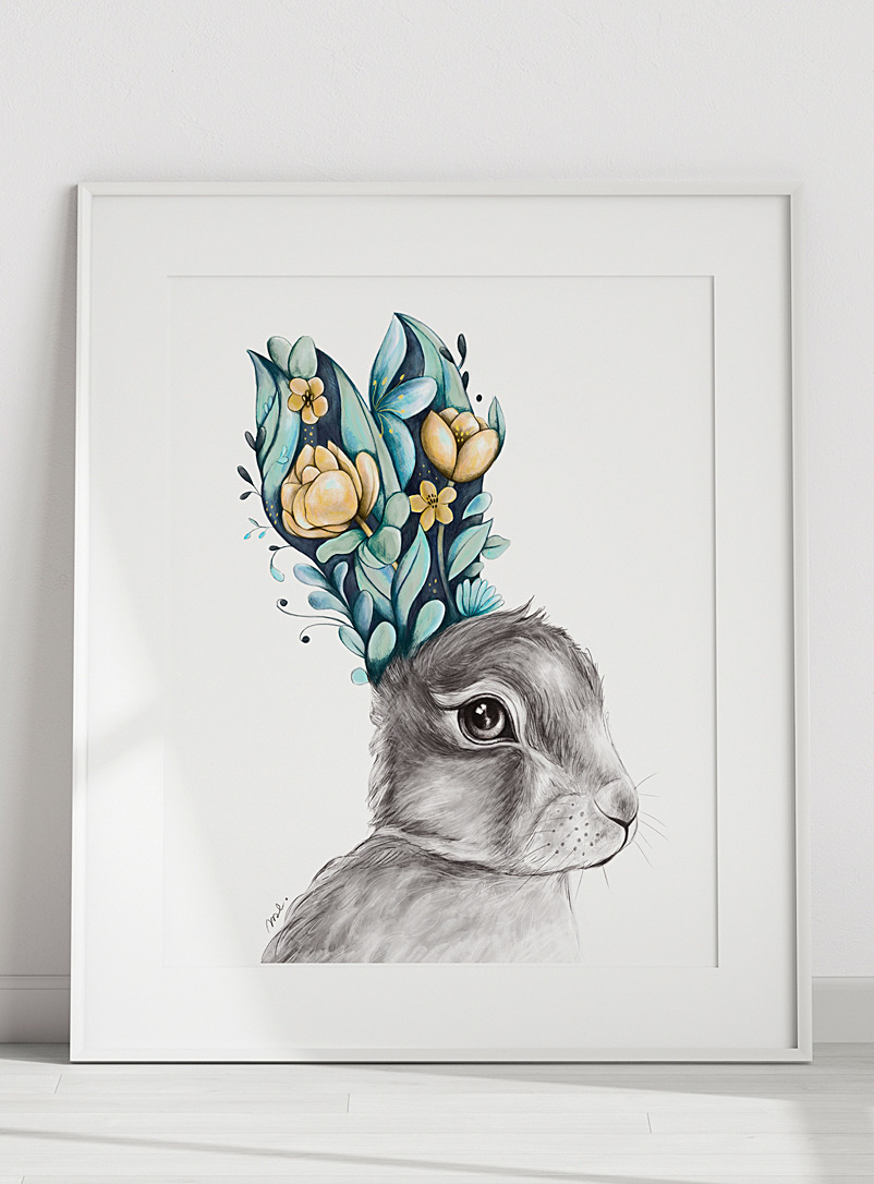 Mélanie Foster Illustrations Assorted Floral hare art print 2 sizes available