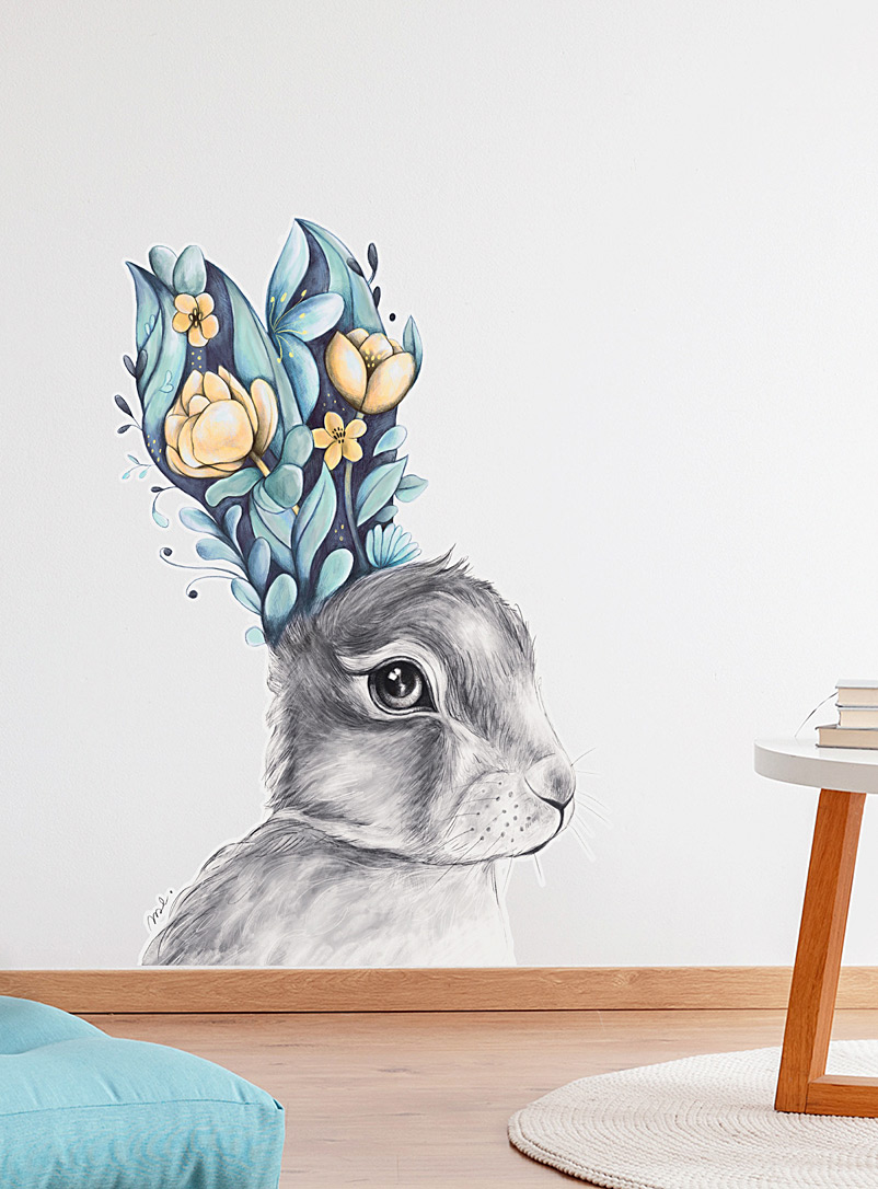 Mélanie Foster Illustrations: L'autocollant mural Lièvre fleuri Assorti