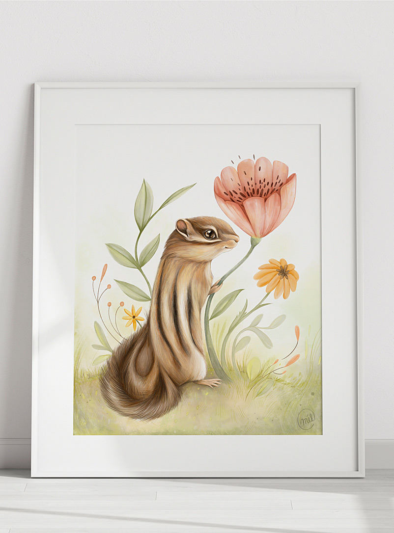 Mélanie Foster Illustrations Assorted Striped chipmunk art print 2 sizes available