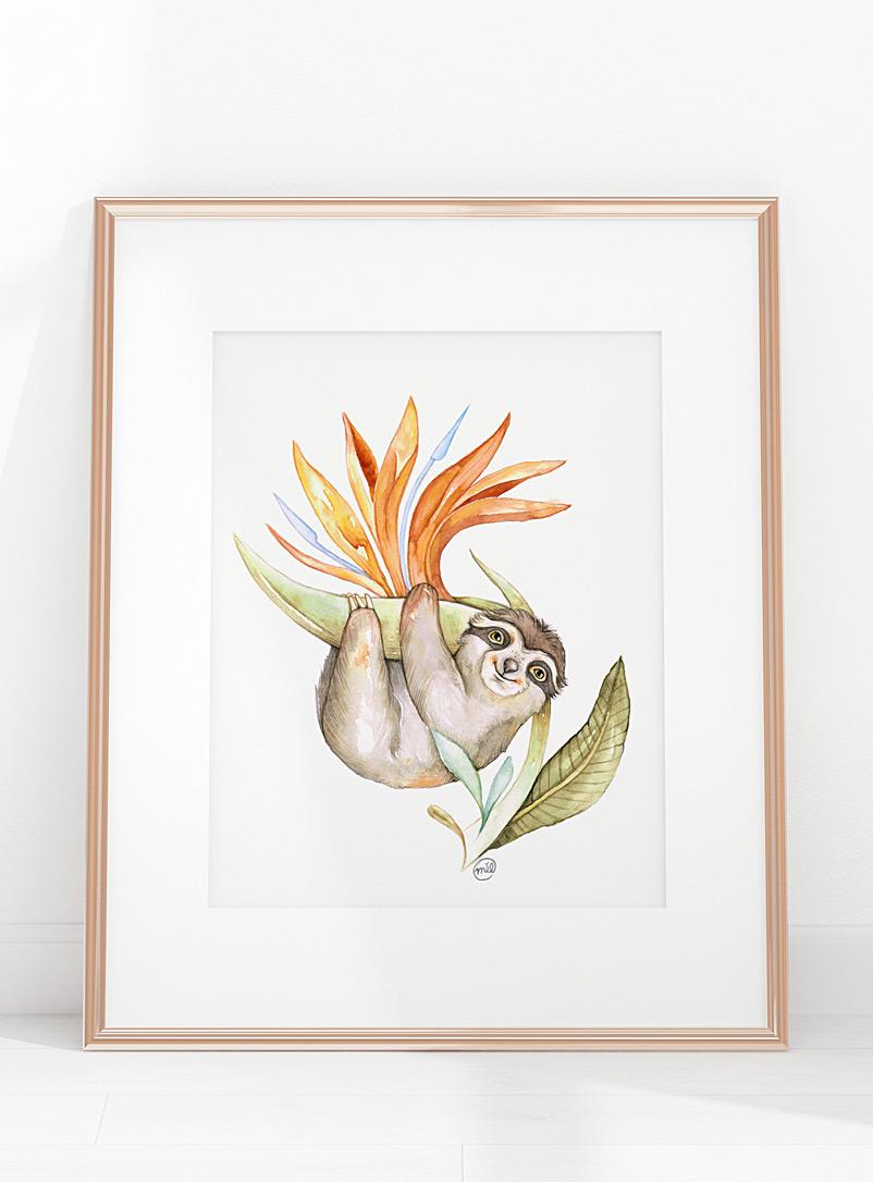 Mélanie Foster Illustrations Assorted Sloth in paradise art print 2 sizes available