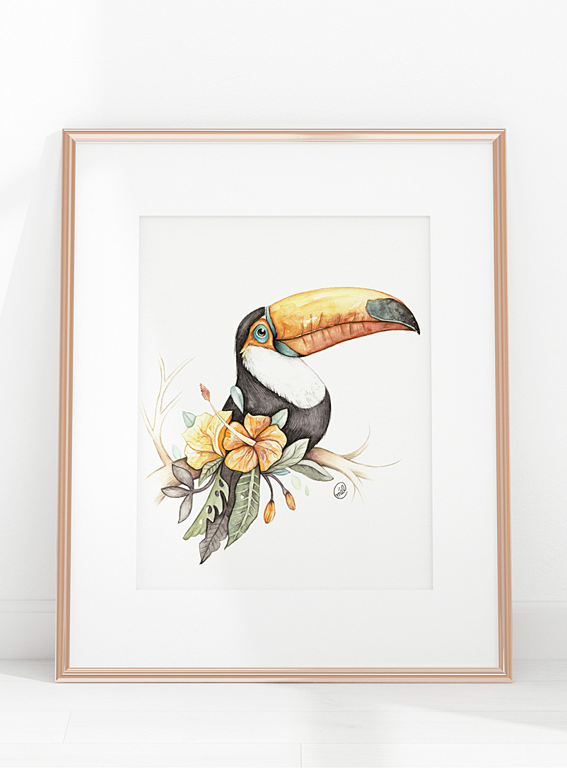 Mélanie Foster Illustrations Assorted Floral toucan art print 2 sizes available