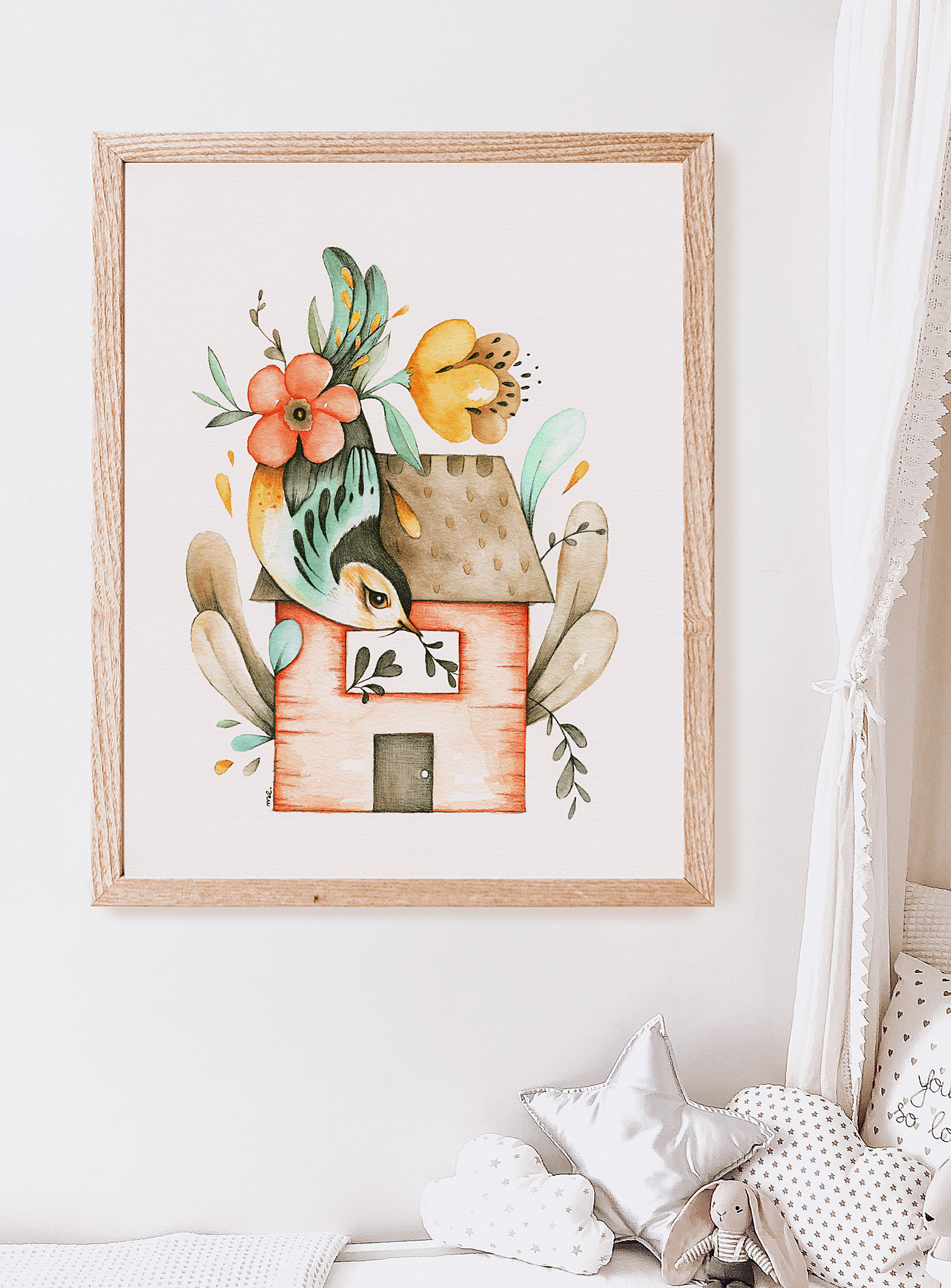 Mélanie Foster Illustrations - House& bird art print See available sizes