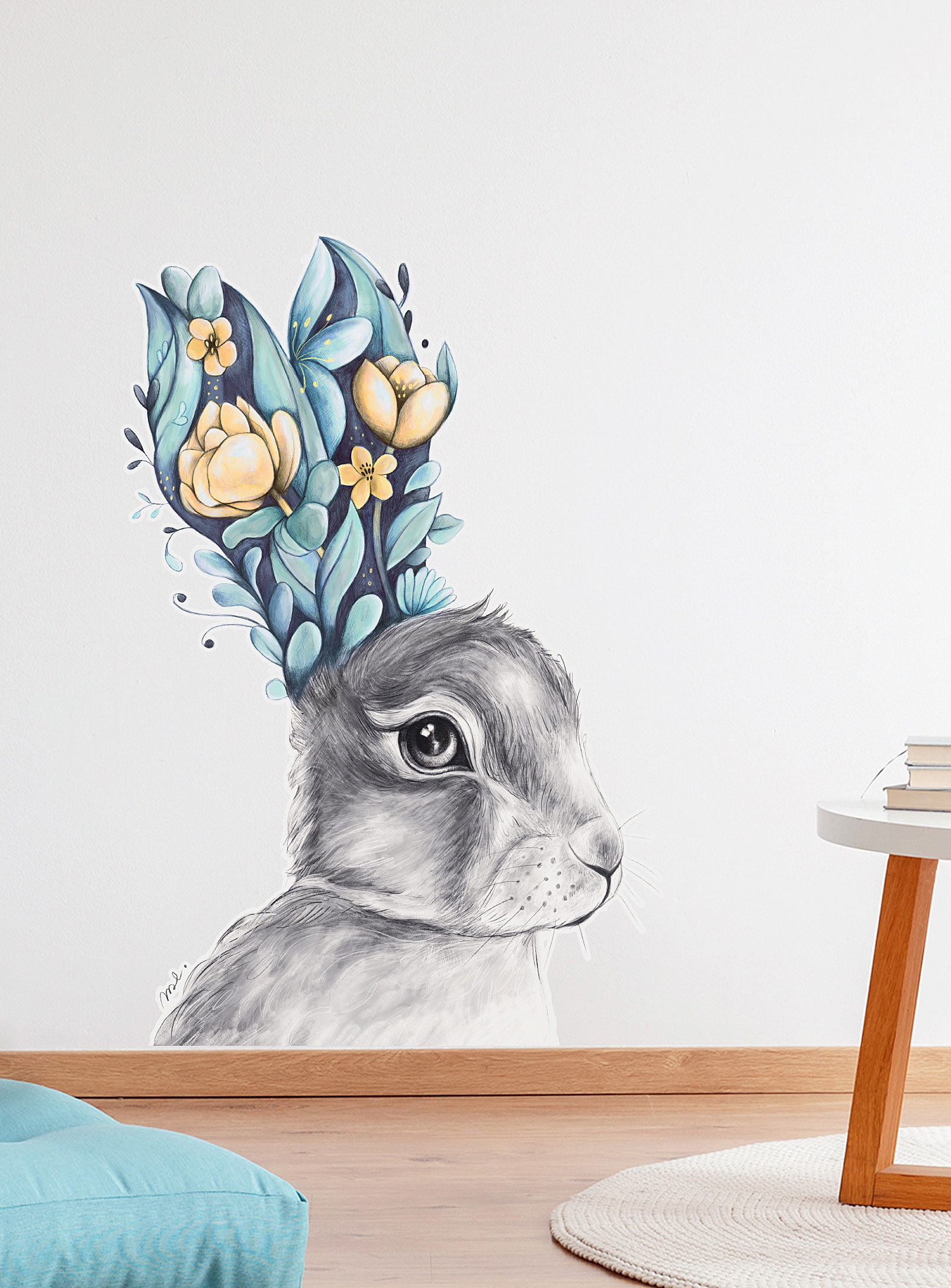 Mélanie Foster Illustrations - Floral hare wall sticker