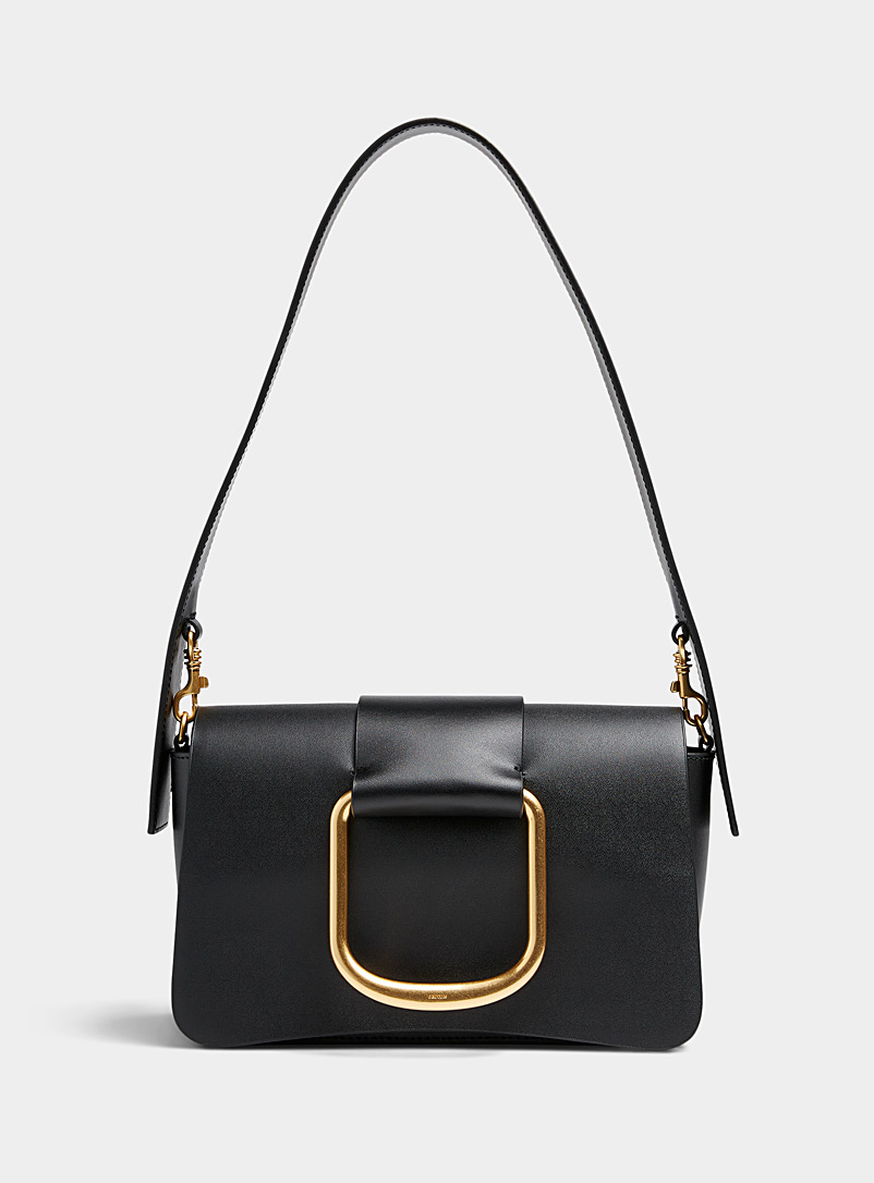 Oroton Black Cole metallic ring leather bag for women