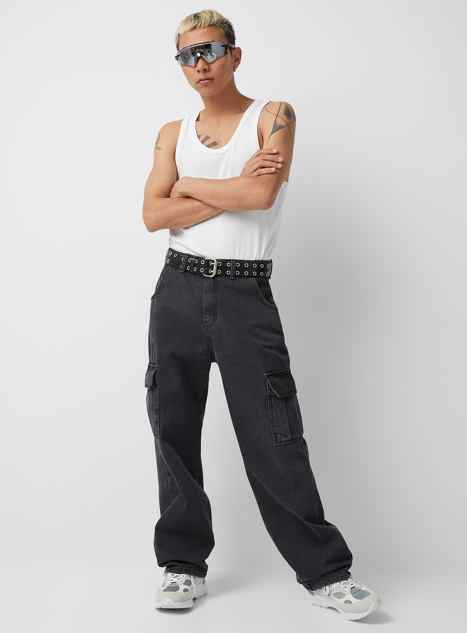 Djab Faded Cargo Jean Relaxed Tapered Fit In Grey