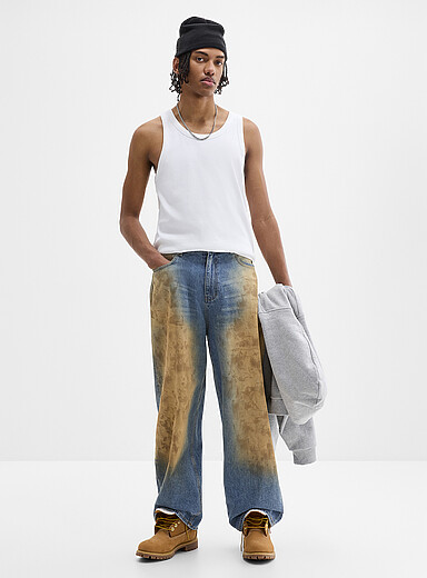 【完売商品】BELVET Mud-Washed Baggy Denim M Mud-wash loose jean Baggy fit Imported from Seoul | Djab | | Simons