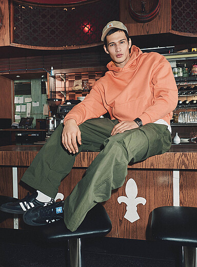 Drawcord-waist canvas cargo pant Loose fit <b>Imported from Seoul</b>