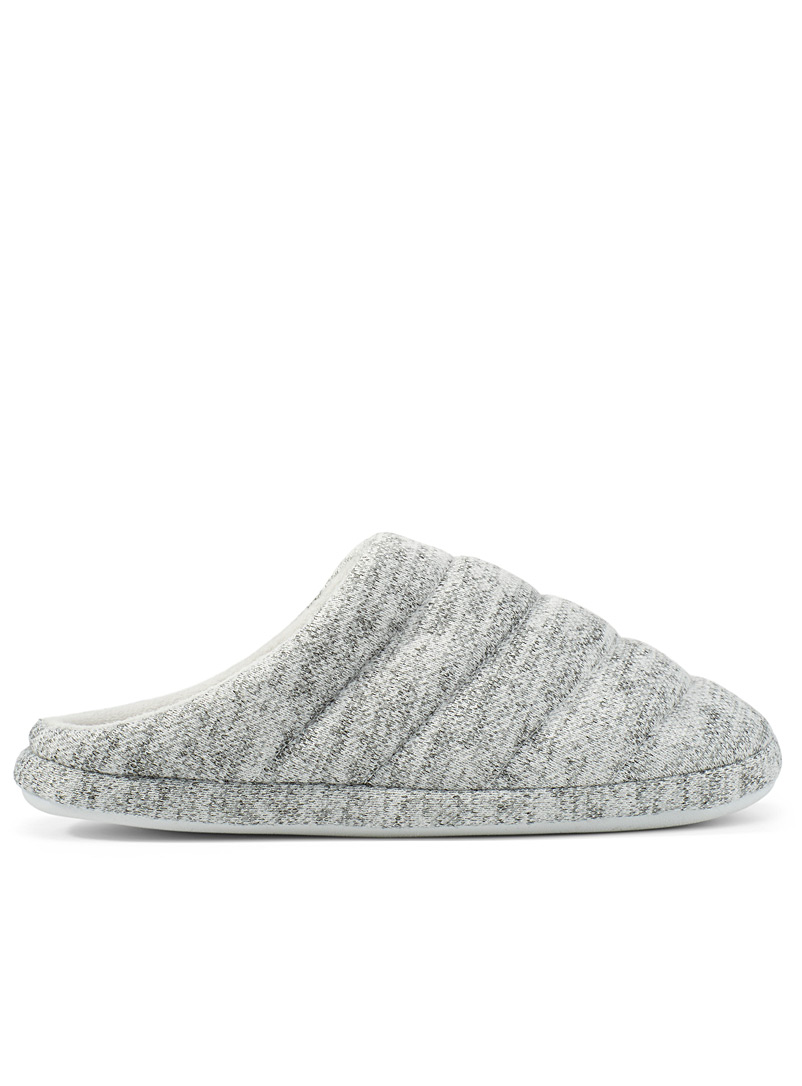 Miiyu Grey Quilted knit mule slippers for women