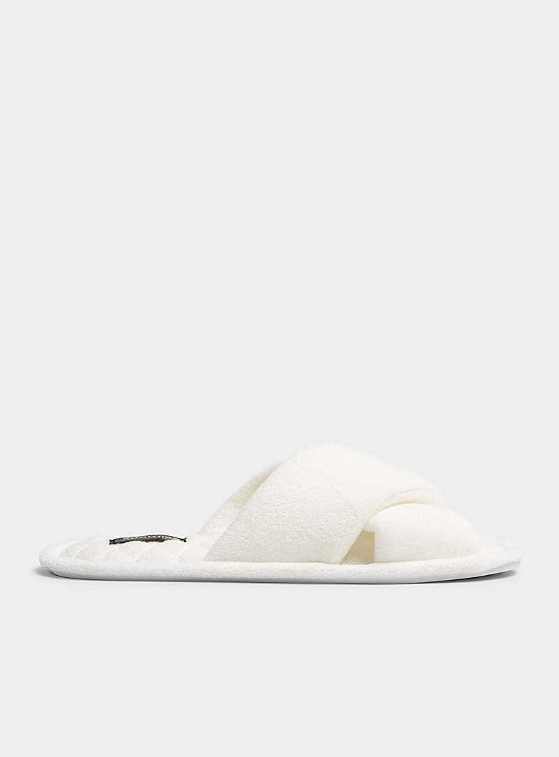 Miiyu Ivory White Terry sandal slippers for women