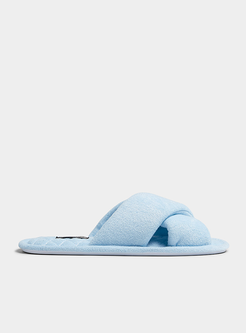 Miiyu: La pantoufle sandale ratine Bleu pâle-bleu poudre pour femme