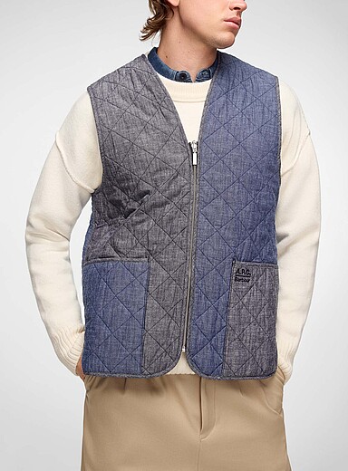 A.P.C. x Barbour Blue Reversible quilted vest for men