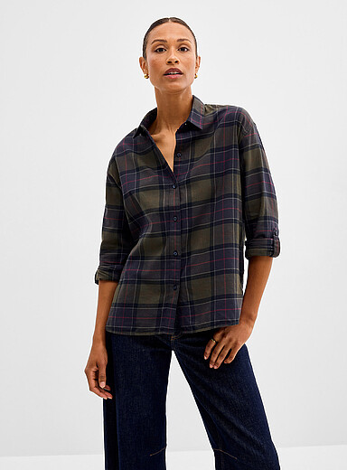 Barbour Patterned Green Elishaw lightweight tartan shirt <b>Available exclusively at Simons</b> for women