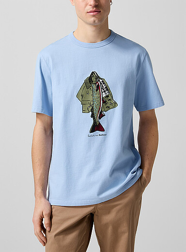 Paul Smith X Barbour Baby Blue Paul Smith x Barbour fishing fish T-shirt Unisex for men