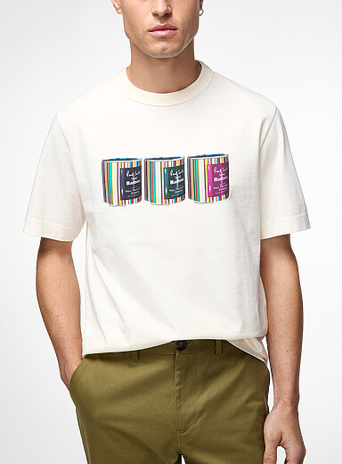 Paul Smith X Barbour Patterned White Wax canes T-shirt for men