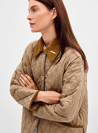 Barbour: La veste matelass&eacute;e losanges Liddesdale Ivoire - Beige cr&egrave;me pour femme