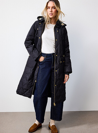 Barbour Black Rudson hooded quilted jacket for women