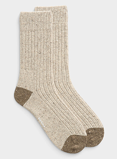Two-tone ribbed wool socks