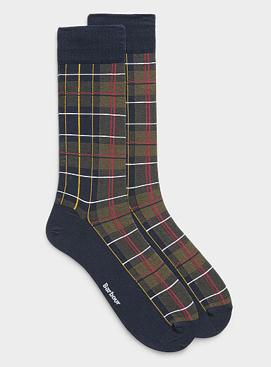 La chaussette habill&eacute;e fin tricot &agrave; carreaux