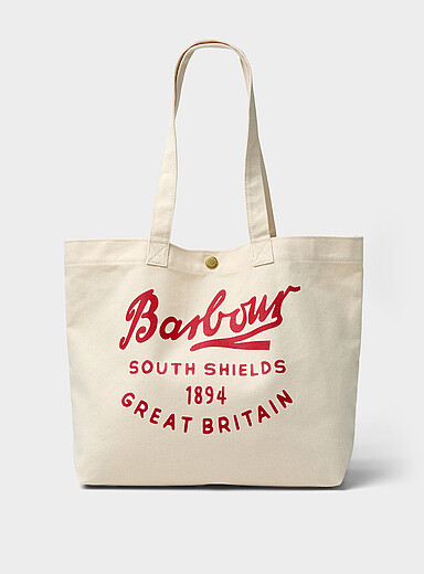 Red writing tote