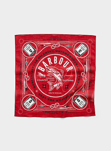 Barbour: Le foulard &agrave; nouer illustration vintage p&ecirc;che Vert fonc&eacute; - Mousse pour homme