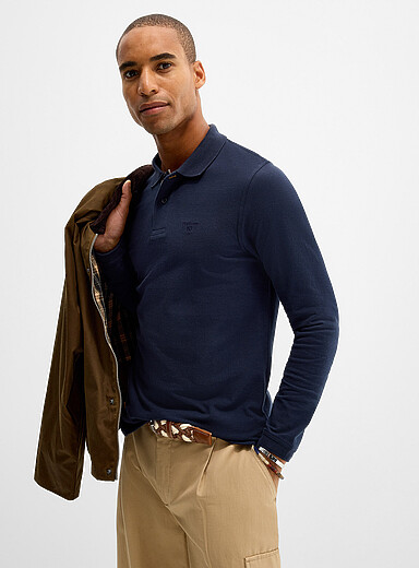Barbour Navy/Midnight Blue Embroidered logo piqu&eacute; polo <b>Tailored fit</b> for men