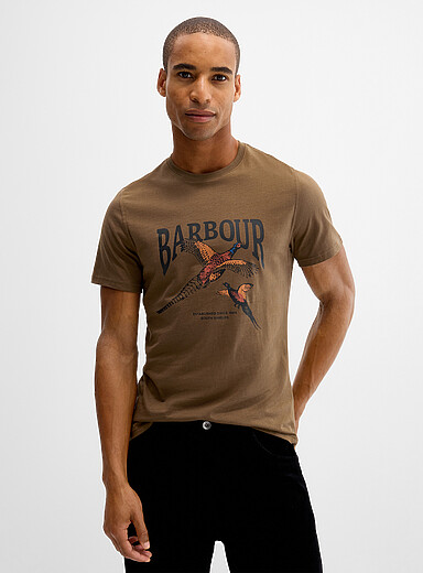 Pheasant print T-shirt <b>Tailored fit</b>