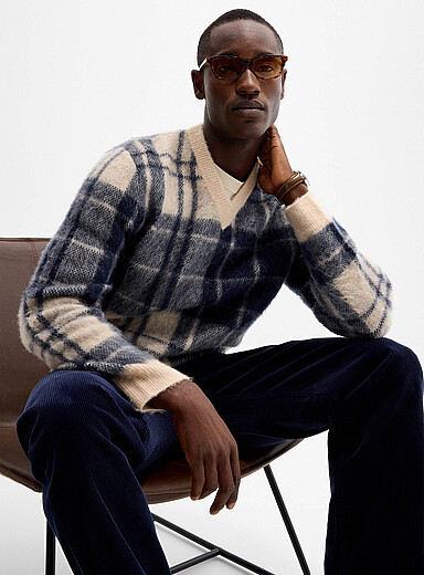 Barbour: Le chandail jacquard tartan Hunham Sable pour homme