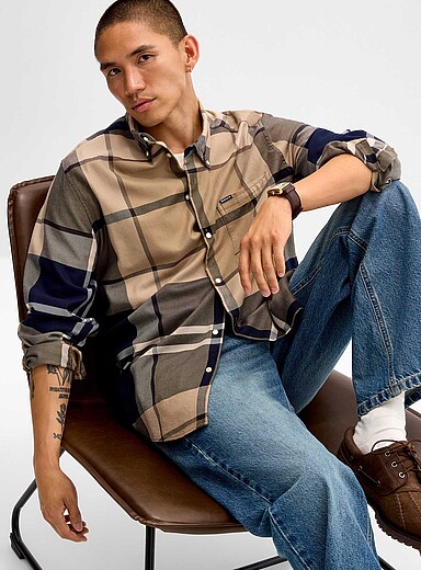 Barbour Sand Giant-tartan shirt <b>Tailored fit</b> for men