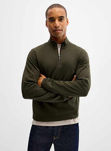 Barbour Green Trimmed zip-neck sweater for men