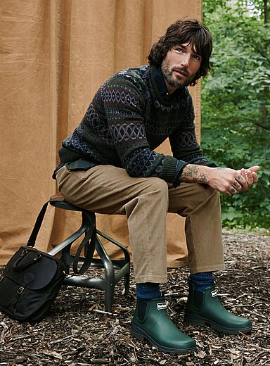 Barbour Green Heritage Fair Isle sweater for men