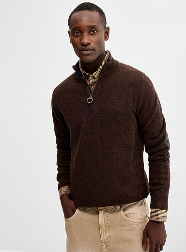 Barbour Chocolate/Espresso Holden check insert sweater for men