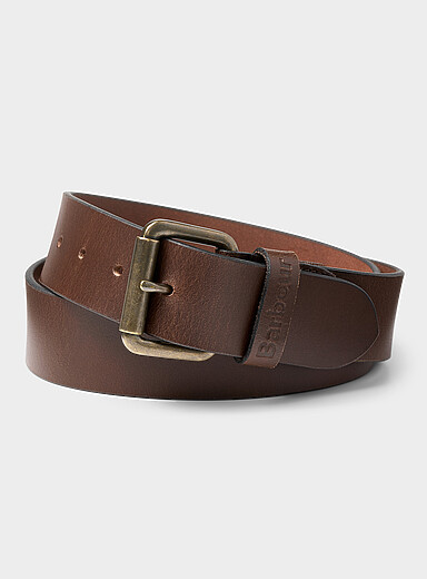Barbour Brown Allanton square-buckle leather belt for men
