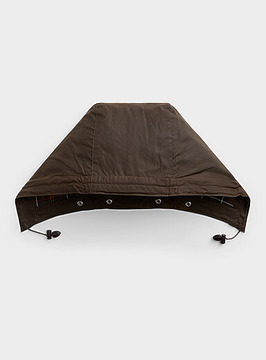 Waxed cotton olive detachable hood