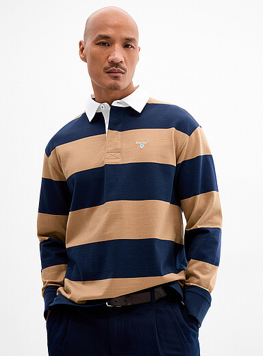 Barbour: Le polo rugby rayures club Broom Bleu marine - Bleu nuit pour homme