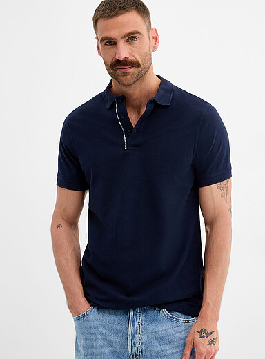 Tartan-trim piqu&eacute; polo