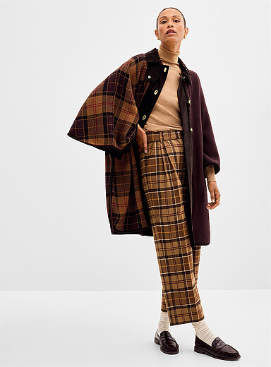 Darwen caramel tartan pant <b>Fit: Wide leg, high rise</b>