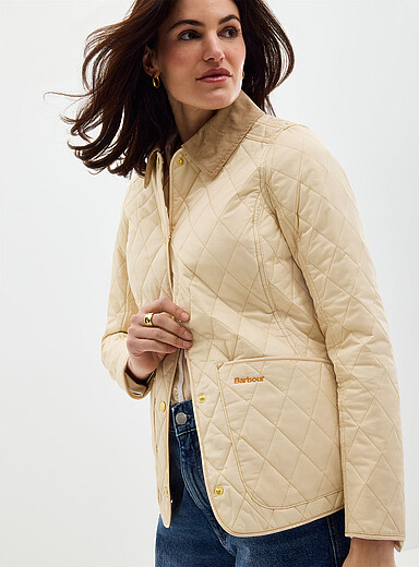 Barbour Off White Annandale corduroy collar quilted jacket for women