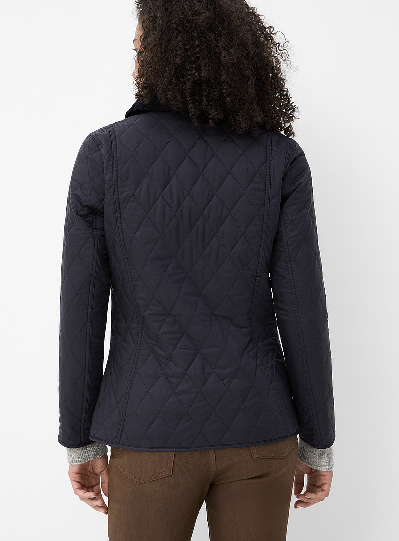 Barbour: La veste matelass&eacute;e col velours Annandale Noir pour femme