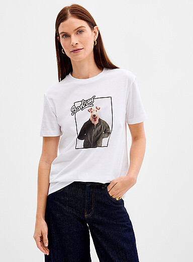 Waxed jacket dog pure cotton graphic T-shirt