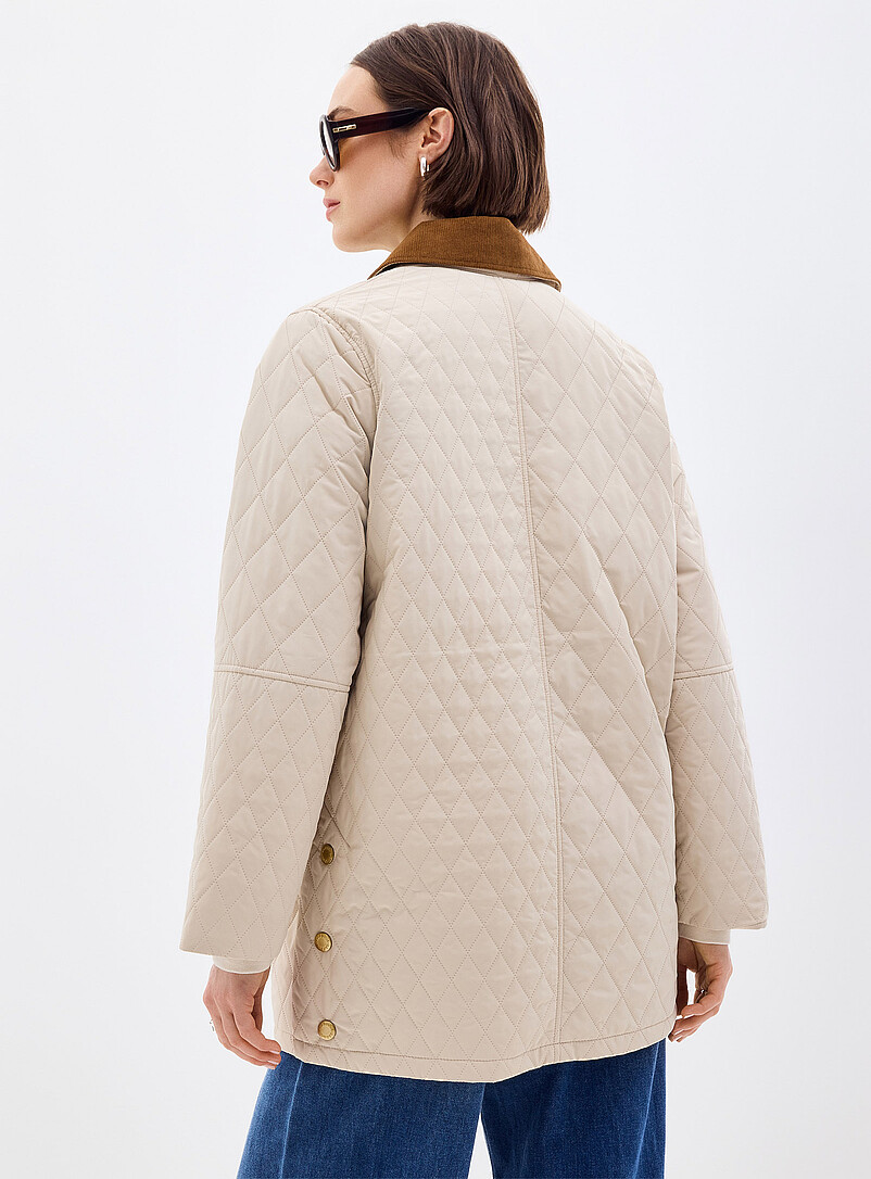 Barbour: La veste matelass&eacute;e losanges Goldmire Blanc cass&eacute; pour femme